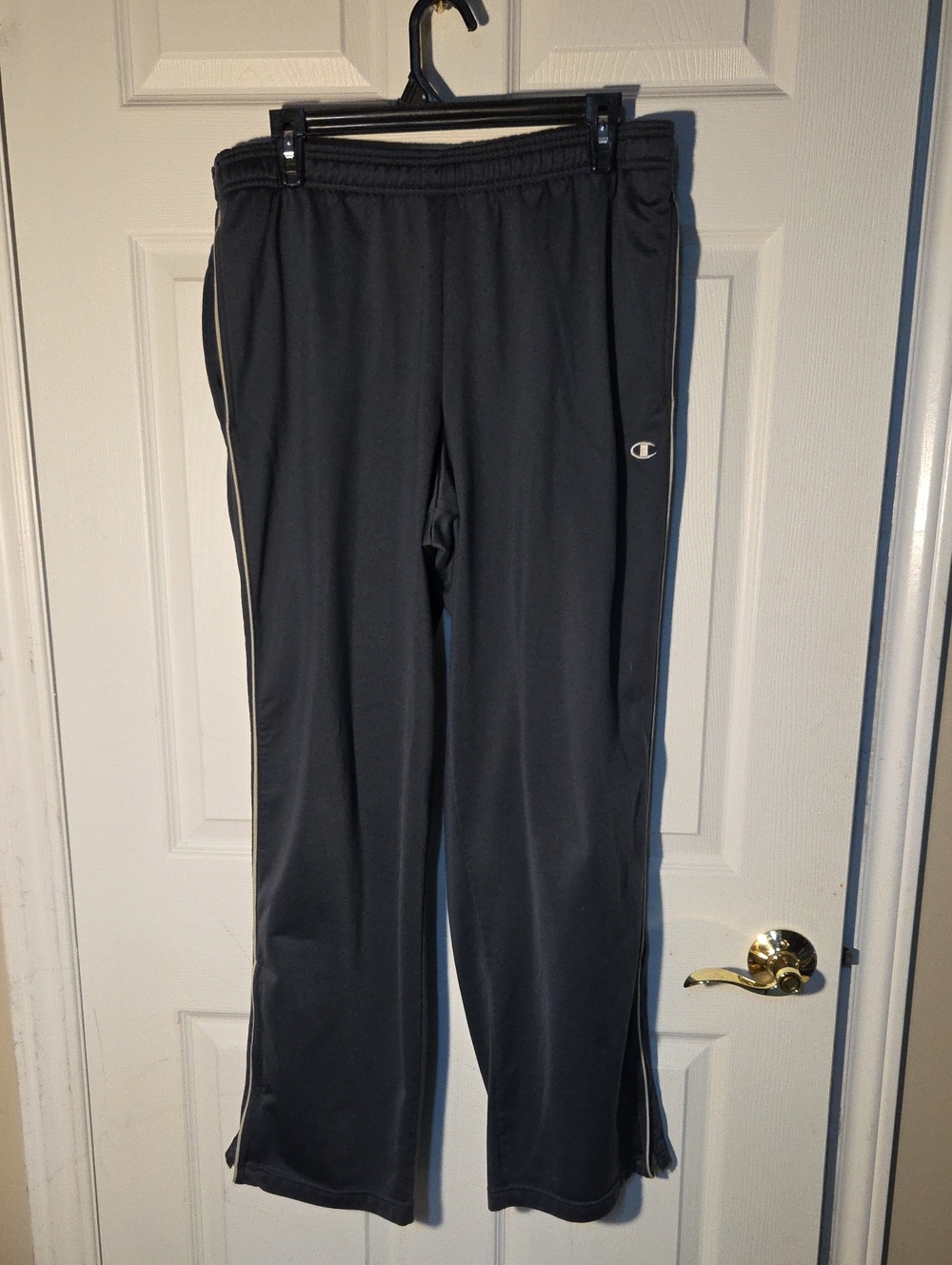 Champion Dark Gray Mens Joggers with White Side Stripe Sz L